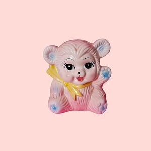 Vintage pink teddy Bear planter